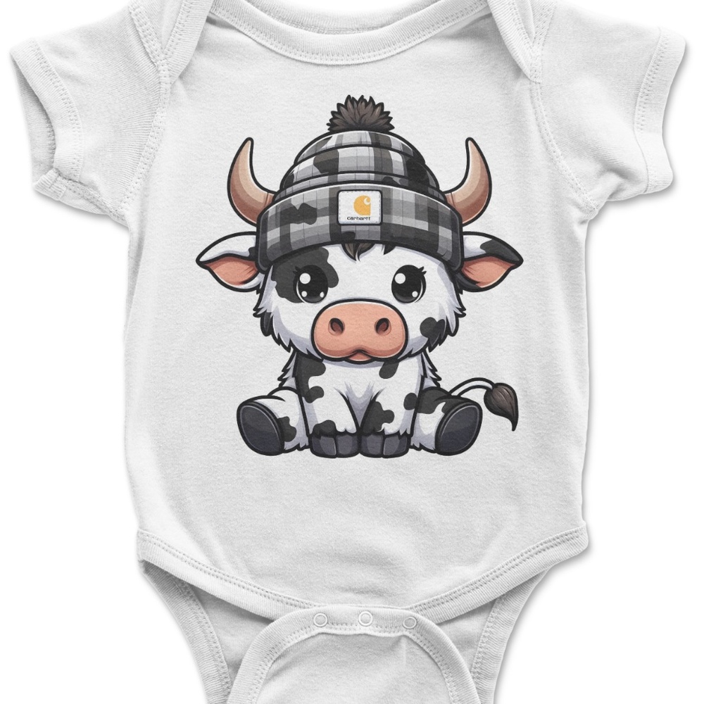 Black and White Highland Cow Unisex Onesie